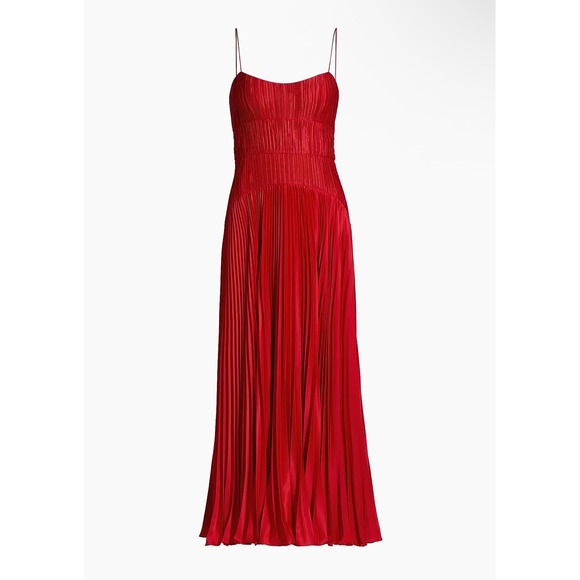 NWT AMUR Cherry Drop Waist Pleated Midi Dress in Red - Size 8‎ - Picture 5 of 16